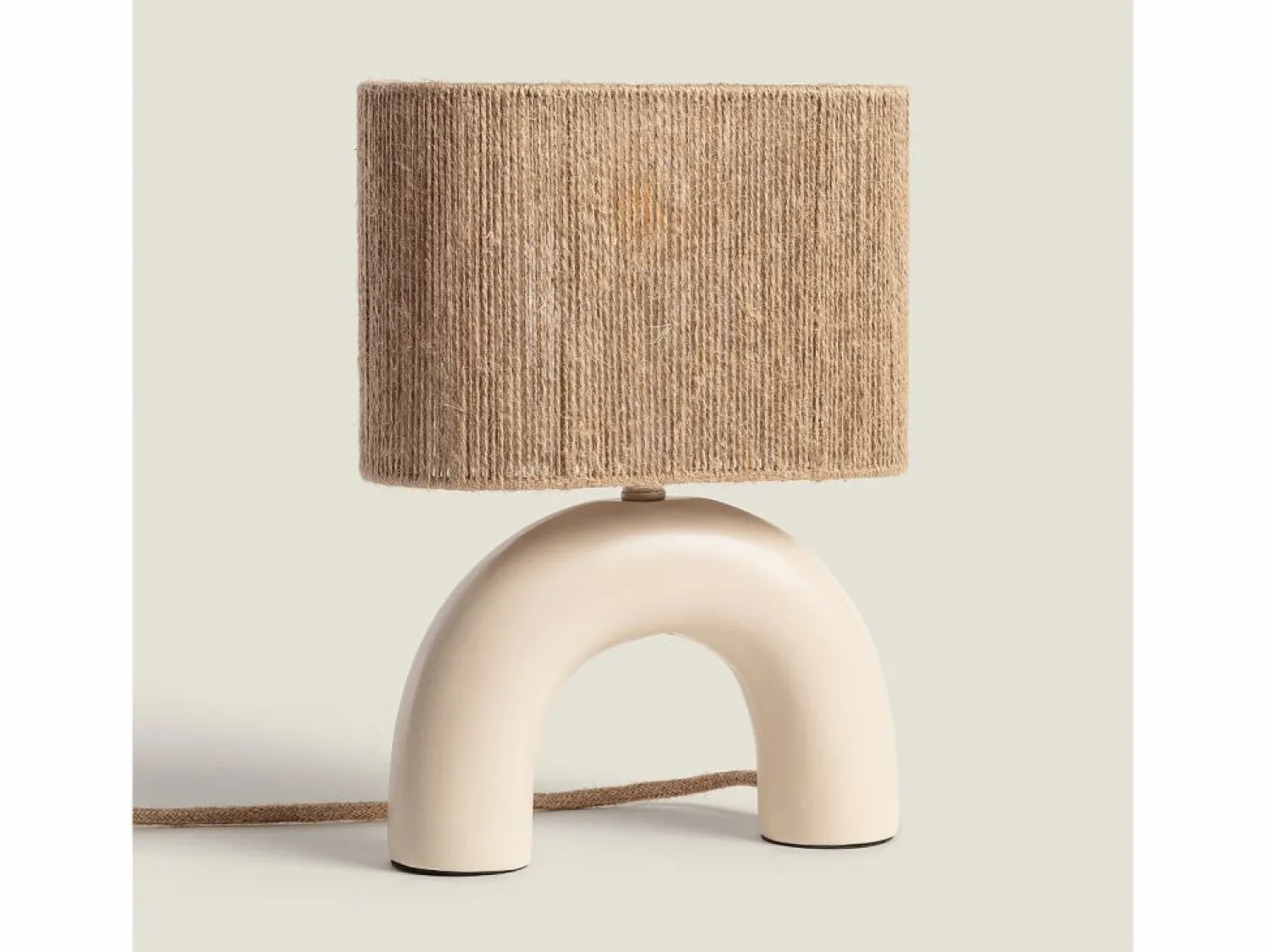 Ledkia Lámpara de Mesa Cerámica y Cuerda Natural Callie Beige