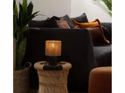 Outlet Atmosphera Lámpara de mesa cilíndrica estilo bohemio 16 x 16 x 24 cm Negro