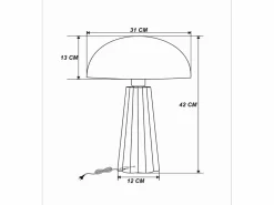 OZAIA Lámpara de mesa con forma de seta en metal, D. 31 x H.42 cm, y negro, RANDALL