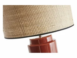 Discount Miliboo Lámpara de mesa de cerámica esmaltada con pantalla de rafia natural 64 cm MAJES Terracota
