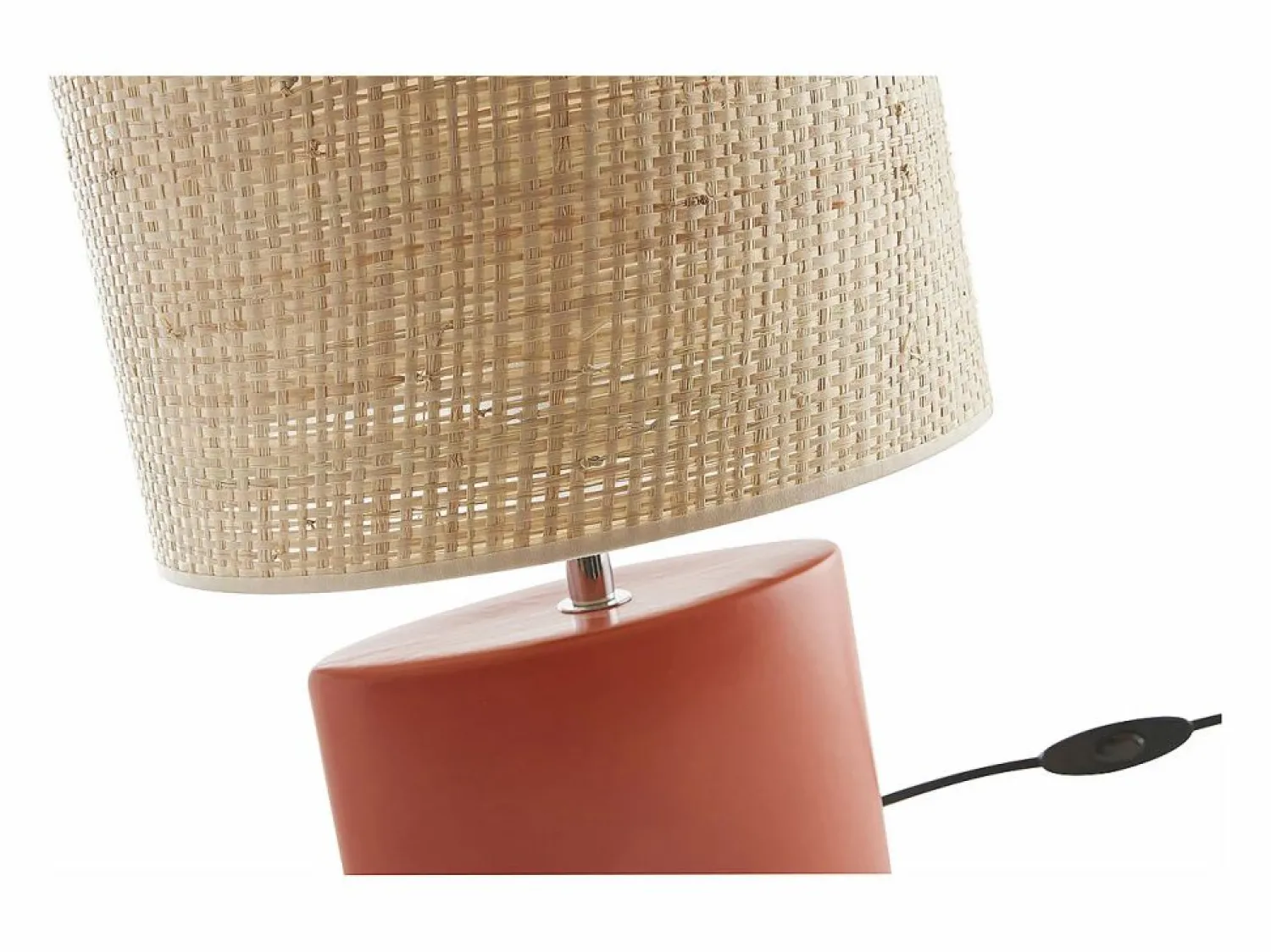 Clearance Miliboo Lámpara de mesa de cerámica mate con pantalla de rafia natural 40 cm TIGA Terracota