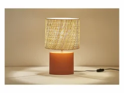 Clearance Miliboo Lámpara de mesa de cerámica mate con pantalla de rafia natural 40 cm TIGA Terracota