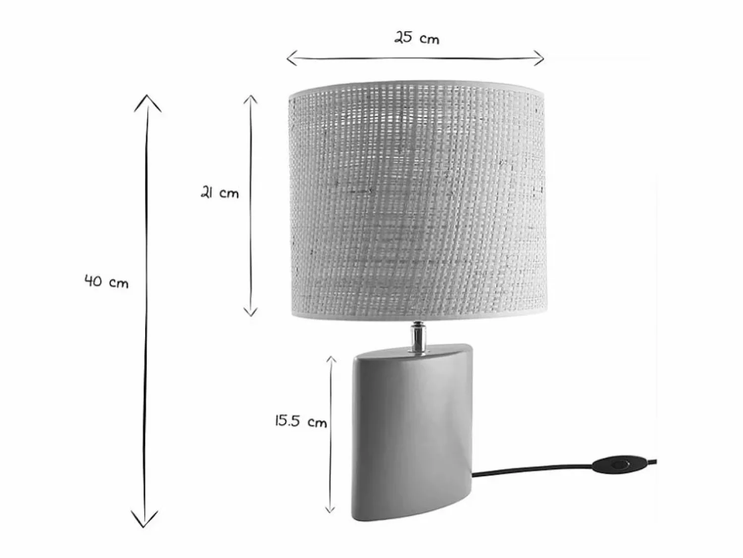 Clearance Miliboo Lámpara de mesa de cerámica mate con pantalla de rafia natural 40 cm TIGA Terracota