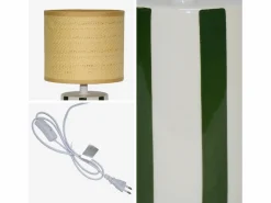 Sale Sweeek Lámpara de mesa interior cerámica pantalla de efecto de mimbre Verde