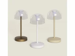 Ledkia Lámpara de Mesa LED Portátil para Exterior Metal con Batería Recargable Lendora Latón Dorado