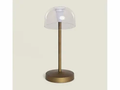 Ledkia Lámpara de Mesa LED Portátil para Exterior Metal con Batería Recargable Lendora Latón Dorado