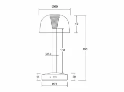 Ledkia Lámpara de Mesa LED Portátil para Exterior Metal con Batería Recargable Lendora Latón Dorado