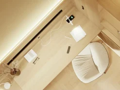 Lámpara de mesa LED Stem 5W blanca, luz cálida, carga inalámbrica y cabezal ajustable Blanco