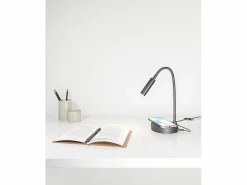 Sale Lámpara de mesa LED Stem 5W negra, luz cálida, carga inalámbrica y cabezal ajustable Lámpara De Escritorio
