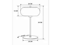 OZAIA Lámpara de mesa metálica, D. 26 x H.50 cm, Dorado y negro, KERRY
