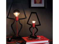 Sale Lámpara de mesa Silhouette Ø22x33 cm Hierro perforado Diseño decorativo moderno Made in Italy Conexión E14 Elegante complemento de decoración Lámpara De Mesa