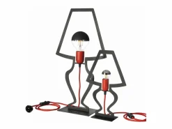 Sale Lámpara de mesa Silhouette Ø22x33 cm Hierro perforado Diseño decorativo moderno Made in Italy Conexión E14 Elegante complemento de decoración Lámpara De Mesa