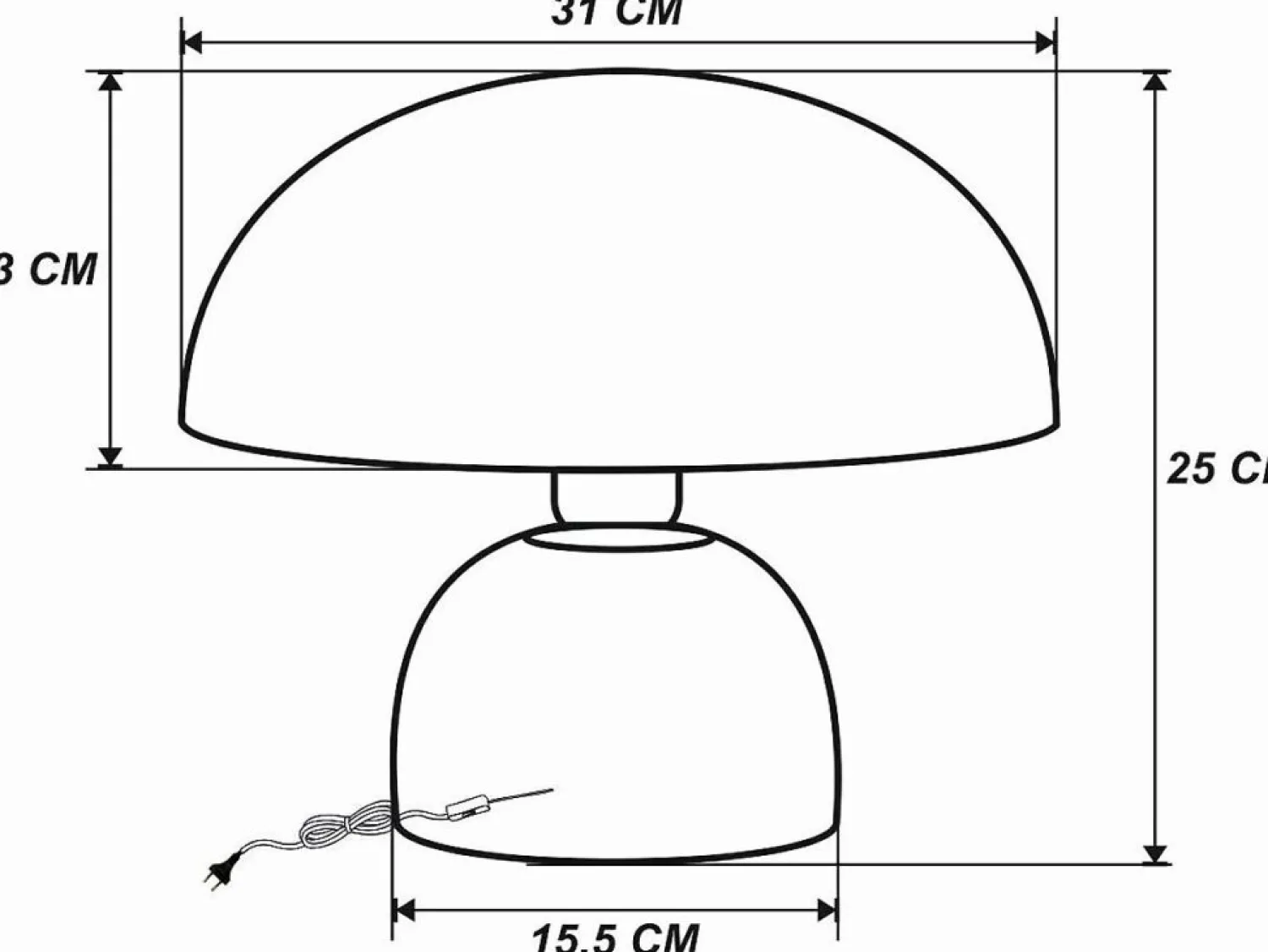 OZAIA Lámpara de mesa tipo seta en metal, D. 31 x Alt. 25 cm, , SIDNEY