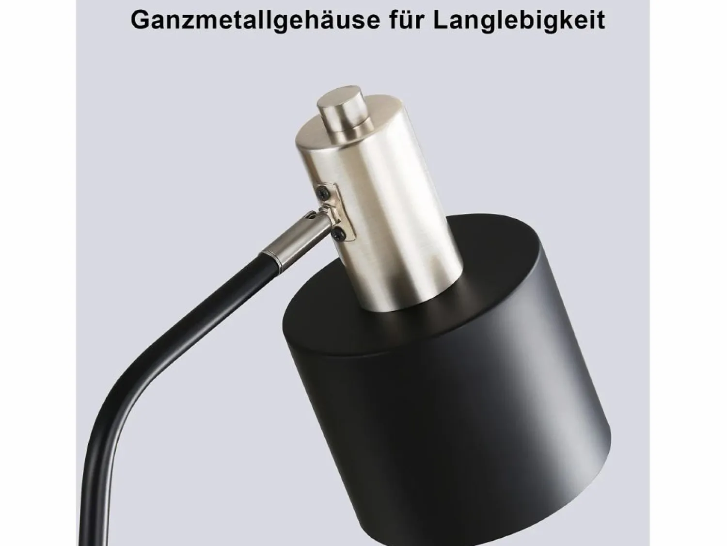 NETTLIFE Lámpara de mesilla de noche vintage con cable E27, lámpara de escritorio negra y dorada, lámpara de lectura giratoria