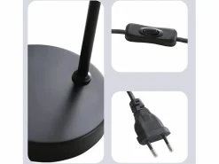 NETTLIFE Lámpara de mesilla de noche vintage con cable E27, lámpara de escritorio negra y dorada, lámpara de lectura giratoria