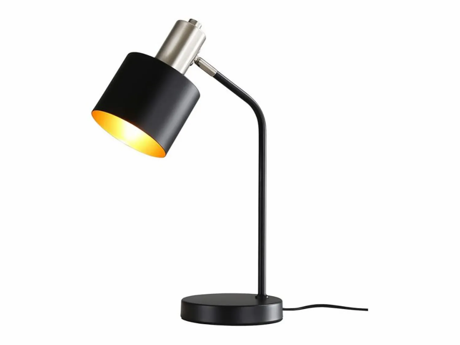 NETTLIFE Lámpara de mesilla de noche vintage con cable E27, lámpara de escritorio negra y dorada, lámpara de lectura giratoria