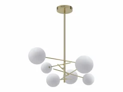 OZAIA Lámpara de metal asimétrica 6 globos, L.72 x H. 116 cm, brillante, NAKINA