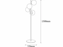 New Lámpara de metal y cristal 4 globos FAZE - Alt. 130 cm - y blanco Lámpara De Pie