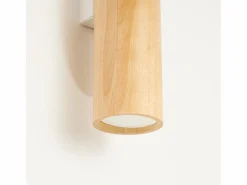 Clearance Sollux Lighting Lámpara de pared Lino moderno de madera/acero - 2 fuentes luminosas - L.6 x A.30 cm - madera natural/ Blanco