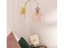 Ledkia Lámpara de Pared Metal y Cristal Baudelaire Rosa