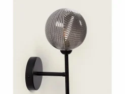 Ledkia Lámpara de Pared Metal y Cristal Abbie Humo