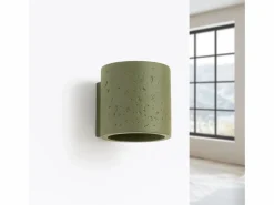 Outlet Sollux Lighting Lámpara de pared Orbis industrial de concreto - 1 fuentes luminosas - L.10 x A.10 cm - oliva Verde