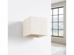 New Sollux Lighting Lámpara de pared Quad industrial de concreto - 1 fuentes luminosas - L.10 x A.10 cm - Beige