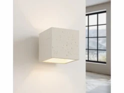 New Sollux Lighting Lámpara de pared Quad industrial de concreto - 1 fuentes luminosas - L.10 x A.10 cm - Beige