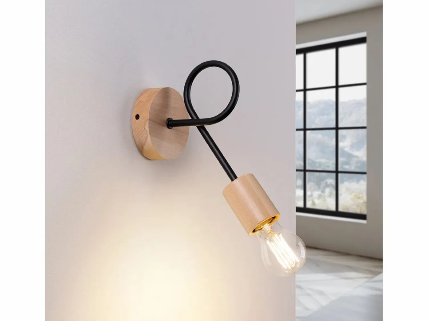 Sollux Lighting Lámpara de pared Sparkon minimalista de acero/madera - 1 fuentes luminosas 4000K - L.10 x A.24 cm - /madera natural
