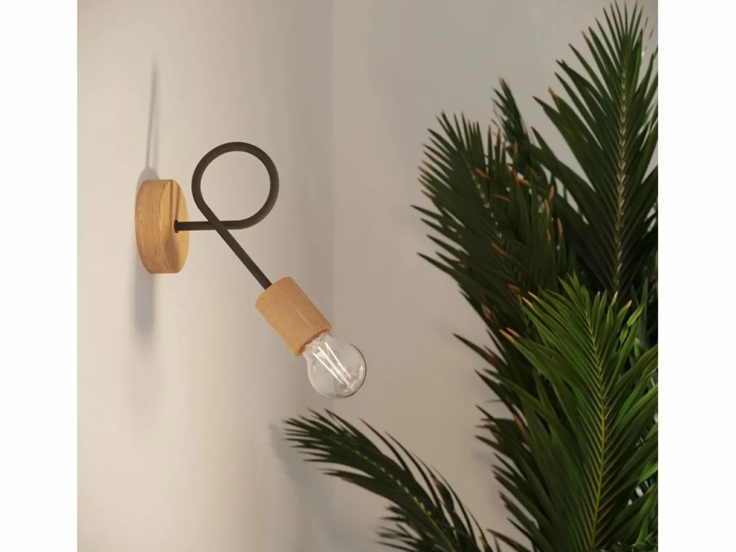 Sollux Lighting Lámpara de pared Sparkon minimalista de acero/madera - 1 fuentes luminosas 4000K - L.10 x A.24 cm - /madera natural
