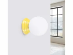 Clearance Sollux Lighting Lámpara de pared Zori minimalista de cerámica/vidrio vidriado - 1 fuentes luminosas - L.12 x A.12 cm - Amarillo