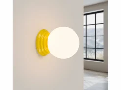 Clearance Sollux Lighting Lámpara de pared Zori minimalista de cerámica/vidrio vidriado - 1 fuentes luminosas - L.12 x A.12 cm - Amarillo