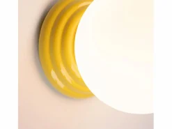 Clearance Sollux Lighting Lámpara de pared Zori minimalista de cerámica/vidrio vidriado - 1 fuentes luminosas - L.12 x A.12 cm - Amarillo