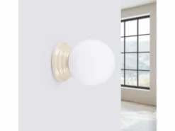 Best Sollux Lighting Lámpara de pared Zori minimalista de cerámica/vidrio vidriado - 1 fuentes luminosas - L.12 x A.12 cm - Beige