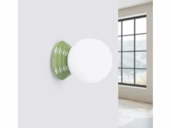 Sale Sollux Lighting Lámpara de pared Zori minimalista de cerámica/vidrio vidriado - 1 fuentes luminosas - L.12 x A.12 cm - oliva Verde