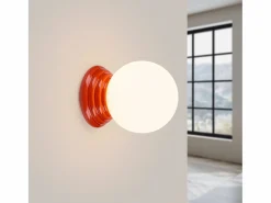 Outlet Sollux Lighting Lámpara de pared Zori minimalista de cerámica/vidrio vidriado - 1 fuentes luminosas - L.12 x A.12 cm - durazno Rosa