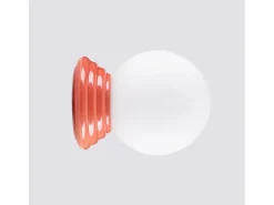 Outlet Sollux Lighting Lámpara de pared Zori minimalista de cerámica/vidrio vidriado - 1 fuentes luminosas - L.12 x A.12 cm - durazno Rosa