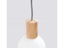 New Sollux Lighting Lámpara de pared Zynto desván de madera/vidrio - 1 fuentes luminosas 3000K - L.6 x A.67 cm - madera natural//negro Blanco