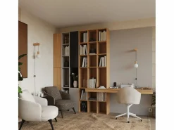 New Sollux Lighting Lámpara de pared Zynto desván de madera/vidrio - 1 fuentes luminosas 3000K - L.6 x A.67 cm - madera natural//negro Blanco