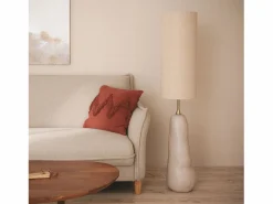 Outlet Ledkia Lámpara de Pie Cerámica y Tela Bryony Topo Gris