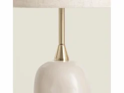 Outlet Ledkia Lámpara de Pie Cerámica y Tela Bryony Topo Gris