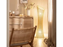 Online Ledkia Lámpara de Pie de Bambú Marady Natural Multicolor