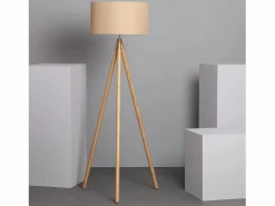 New Lámpara de Pie de Madera y Tela Wolby Beige Lámpara De Pie
