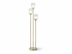 OZAIA Lámpara de pie de metal y cristal acanalado - 3 globos - D. 30 x H. 161 cm - Oro - LOUXOR