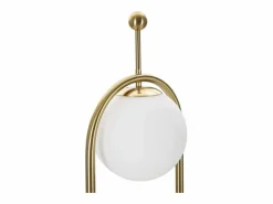Lámpara de pie GLAMY ARC Ø 28X168 en metal dorado con pantalla de vidrio blanco