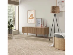 Sale VS Venta-stock Lámpara de pie Kiomi de alga marina y metal, altura 144 cm Beige