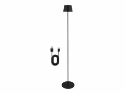 Outlet NETTLIFE Lámpara de pie LED para salón de 120 cm: Lámpara de pie solar para exterior táctil regulable 3000K-6500K con batería recargable USB-C altura ajustable Negro