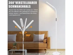 New NETTLIFE Lámpara de pie LED para sala de estar, regulable, blanca, 11 W, flexible, 360°, para sofá Blanco