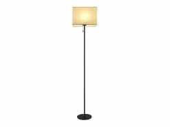 NETTLIFE Lámpara de pie LED regulable con pantalla de tela retro para sala de estar, con interruptor de tiro Negro