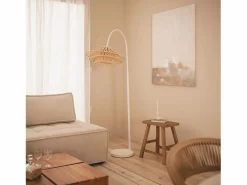 Online Ledkia Lámpara de Pie Metal y Bambú Ailen Blanco